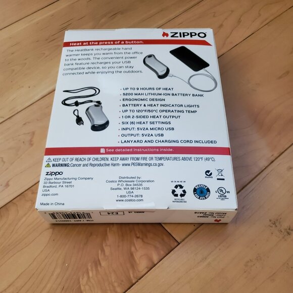 NEW Zippo Silver HeatBank 9s Rechargeable Hand Warmer & Power Bank - Picture 4 of 5
